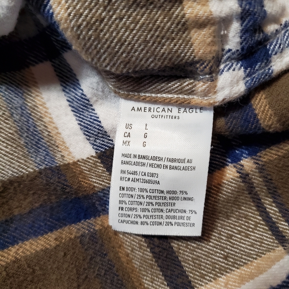 American Eagle Outfitters Blue and Brown Flannel Shirt - Picture 2 of 10